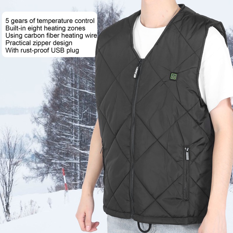 Electric Heated Vest USB Charging Winter Warm Body Thermal Tempertature