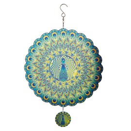 Wind Spinner for Outdoor,12 inch Hanging Wind Sculpture,3D Stainless Steel Peacock Design Wind Spinners Art Ornaments for Garden Yard Balcony Decor (Peacock Wind Spinner)