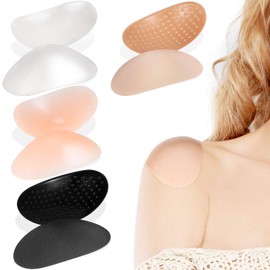 WILLBOND 4 Pairs Women Shoulder Pads Push up Soft Adhesive Silicone Anti Slip Enhancer Shoulder Pads for Women Clothing(Black, Flesh Color, Transparent, Transparent Flesh Color)