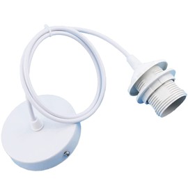 Mikqky E27 Metal Lamp Mount, Metal Lamp Holder with Cable, Lamp Base Holder with Cable, White, White Lamp Holder, Very Suitable for Ceiling Lighting