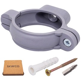 SKIR'CO Pack of 2 Grey Plastic Clamps for 50 mm Pipes, Plastic Support for Pipes, Pipe Holders, Pipe Clamps