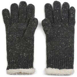 styleBREAKER warm gloves with rhinestone and fleece, winter knitted gloves, ladies 09010010, Colour:Mottled Dark Grey