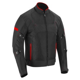 Hive Moto Men’s Waterproof & Breathable Motorcycle Jacket with CE Armor – Summer Riding Coat for Bikers. (US, Alpha, Small, Regular, Regular, Red)