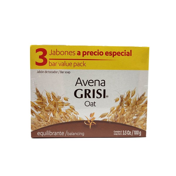 Grisi Oat Balancing 3 Bar Soap Pack. Natural Cleanser &. Anti Acne. 3.5 oz.