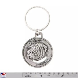 Sharpei Keychain, D162KC, 1 1/2 Inch, Dog, Wrinkled, Metal, Pet, Gift, Cute