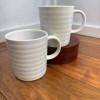 Crate & Barrel Roulette White Ribbed Mugs Spal Porcelain Portugal