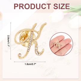 PATIKIL Rhinestone Letter Lapel Pins, Initial Alphabet Collar Pins Letter Brooch Pins for Women Men Shirt Dress Suits Coat Collar, Gold Tone, Letter K