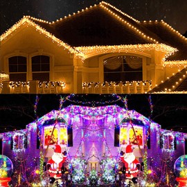 Icicle Christmas Lights, 2 in 1 Multicolor & Warm White Color Changing Icicle Lights with Remote, 360 LED 29.5ft Window Fairy Lights with 60 Drops, LED Christmas Lights for Party, Outdoor Xmas Decor