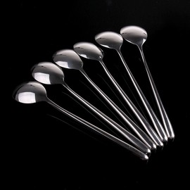 Korean Stainless Steel Rice Soup Iced Tea Spoon Coffee Spoon Cold Drink Spoon Fruit Juice Long Ice Scoop Long handle Great Circle 3Pcs