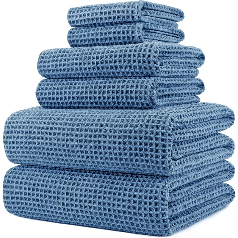 Polyte Set de 6 Toallas de Baño Microfibra Waffle Secado