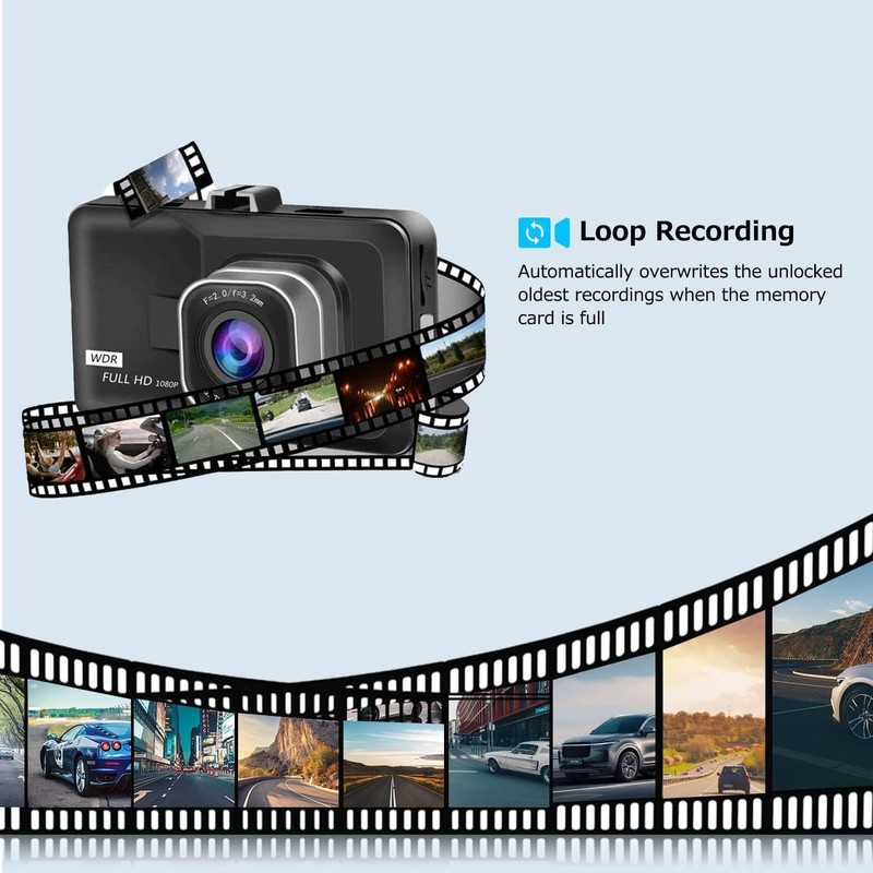 1080p Car Dash Cam With Front & Rear Video Recording