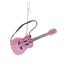 Kurt Adler 4.5 Inch Resin Pink Guitar Ornament