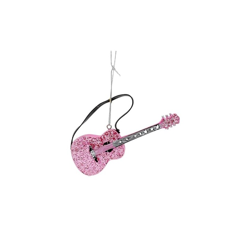 Kurt Adler 4.5 Inch Resin Pink Guitar Ornament