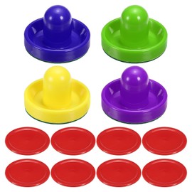 PATIKIL 96mm Air Hockey Pushers and Air Hockey Pucks, Handles Paddle Replacement Accessories for Game Tables(4 Pushers with Pads, 8 Pucks)