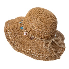 Comhats Women's Summer Straw Hat Foldable Handmade Beach Hat UV Protection, 94557_khaki