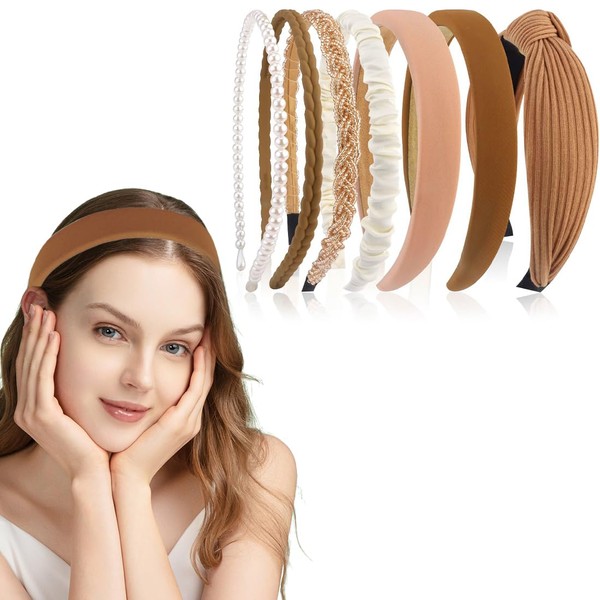 ZEPIQOR 7 Stück Haarreifen Set Damen, verschiedene Modelle, Perlen Stirnbänder,