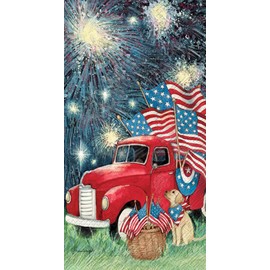 Patriotic Guest Towels - 32 CT | Decorative Paper Hand Towels for Kitchen & Bathroom Decor | Old Glory Truck Design
