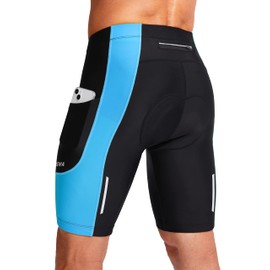 Bike Shorts for Men 3D Padded Bicycle Cycling Underwear Road Biking Biker Mountain Riding Cycle UPF 50+ Shorts Zipper Pockets?Black/Sky Blue 3X-Large