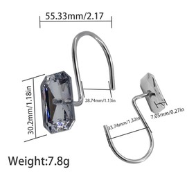 J&V TEXTILES Shower Curtain Hooks Rings, Rust Resistant Metal Double Glide Shower Hooks Rings for Bathroom Shower Rods Curtains, Set of 12 Hooks (Square Acrylic)