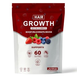 Hair Growth Gummies for Black Women, with Biotin-Silica Complex (5000mcg Biotin) & Vitamin D (30mcg), Supports Hair, Skin & Nail Health, Non-GMO, 60 Gummies