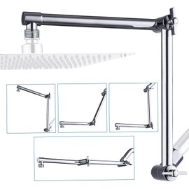 JINYOMFLY Shower Arm Extension 16" Shower Head Extension Arm Shower Head Extension with Locking Joint Adjustable Height and Angle Solid Brass G1/2'' Thread