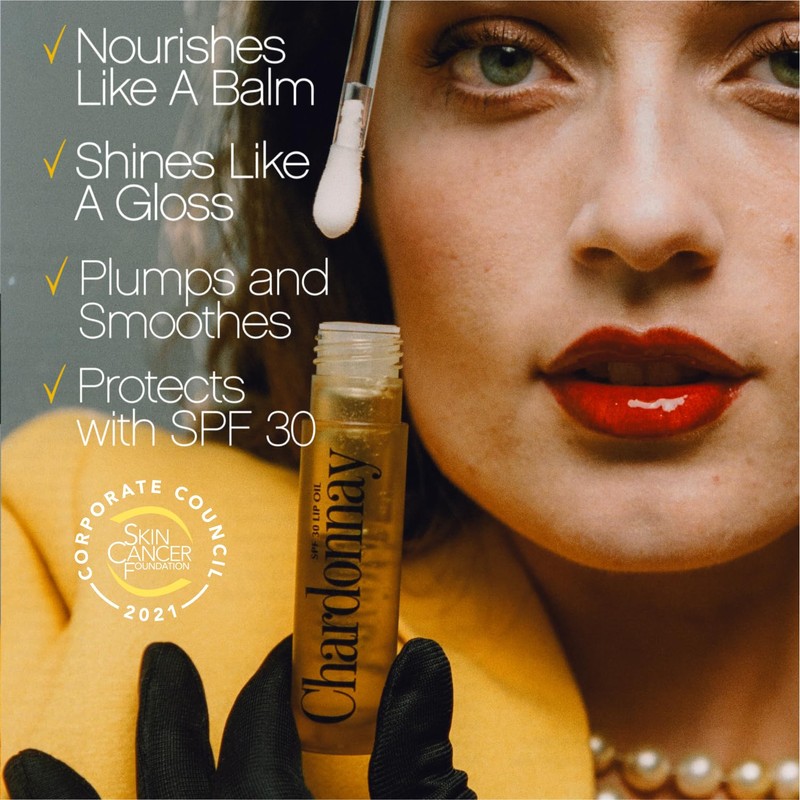 Vacation Chardonnay Lip Oil SPF 30, Sunscreen for Lips, Hydrating