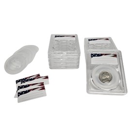 Generic 8-Pack Premium Acrylic Coin Slab Holder with 21mm Translucent Sizing Ring for Jefferson, Buffalo and Liberty Nickel Coins, FingerLakes 1009