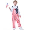 Yuanbang American Flag Overalls Pants Adjustable Straps Mens Red White