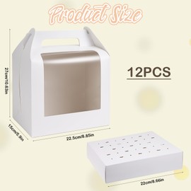 BOHUIZ 12Pcs Portable Cake Pop Holder Boxes, White Candy Boxes with Clear Window Cakes Pop Boxes Packaging Gift Cakes Pop Stand for Lollipops, Candy Pops, Wedding Birthday Baby Shower Party