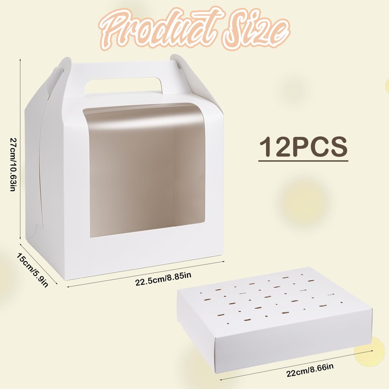 BOHUIZ 12Pcs Portable Cake Pop Holder Boxes, White Candy Boxes
