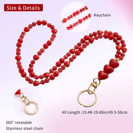 LEGENTLISUR Lanyards for ID Cards, Red Heart, Retractable Lanyards with Acrylic Beads for Women, for Cruise Ship Cards, Nurse ID Cards and Keys