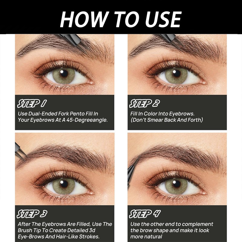 2-in-1 Dual-Ended Microblading Eyebrow Pen - Waterproof with Micro-Fork-Tip &