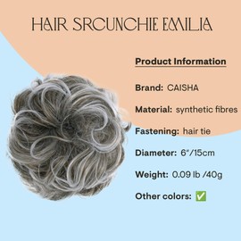 CAISHA Big Hairpiece Scrunchy Updo Bridal Hairstyle curly Messy Bun Light Brown Gray Mix G24E