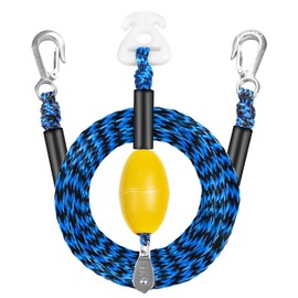 Self Centering Tow Harness for Watersports with Foat Ball, Heavy Duty Boat Tow Harness with 2 Permanent Antirust Stainless Steel Rider (18FT Blue Black with Foat)