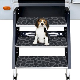 RUNROLE RV Step Covers 3 Pack Embossed Camper Stair Rugs Non Slip Carpet for Mobile Home - 24x7.5 Inches, Stone Patterns