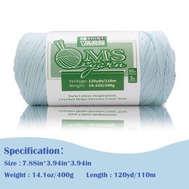 MSyarn 400g T Shirt Yarn, Tshirt Crochet Yarn for Crocheting Bag/Craft Project/Home Decor, 14.1oz/400g, 120yd/110m Crochet with Polyester Spandex Blend Stretch Fabric(Water Blue)