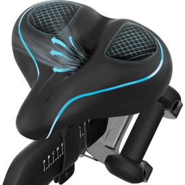 Peloton Compatible Oversized Comfort Bike Saddle - Wide Cushion for Women & Men, Road, Spin & Cruiser Bikes - Blue