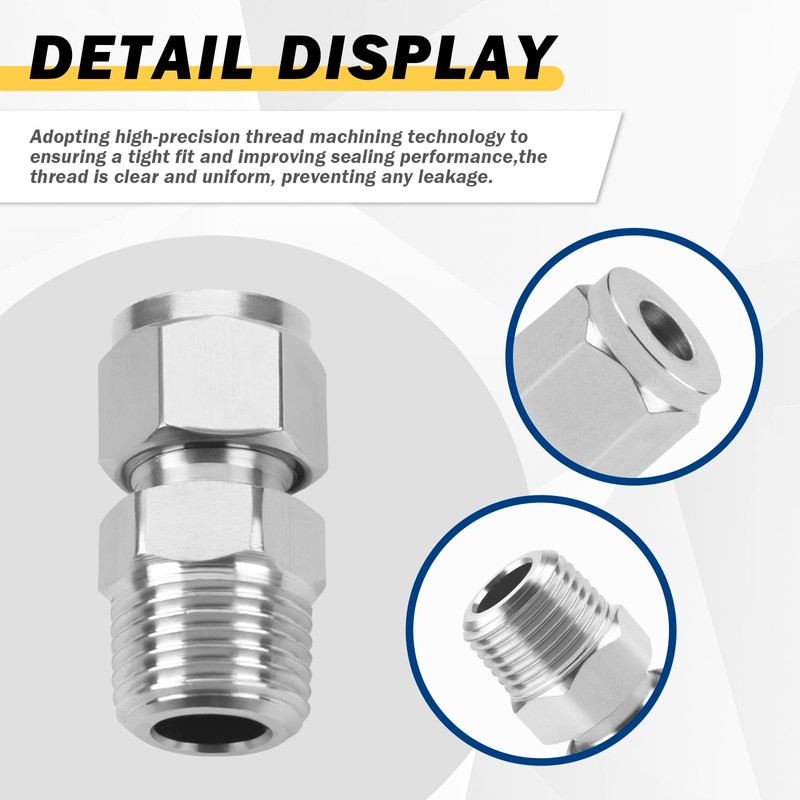 Metalwork 304 Stainless Steel Metric Compression Tube Fitting Male Connector