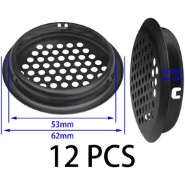 12 PCS Round Louver Grill Cover Air Vents (Black)