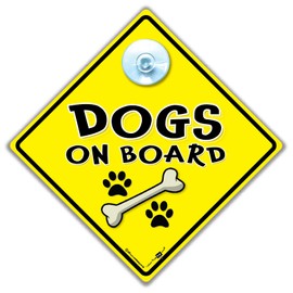 Dogs On Board Sign Paw and Bones, Dog on Board Car Sign, Car Sign for Dog Owners, Baby On Board Sign for Dogs, Dogs in Transit Sign, Dog in Car Sign 14cm x 14cm