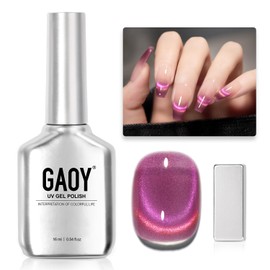 GAOY Cat Eye Gel Nail Polish, 16ml Glitter Holographic Nail Polish with Magnet, Reflective Translucent UV Gel, 2030 Exotic Berry