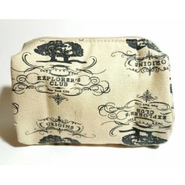 ORIGINS beige gray white cotton makeup bag cosmetic pouch travel case