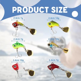 Pack of 6 Fishing Lures, Artificial Bait, Jig Spinner Set, Spinner, Artificial Bait, Spinner Bait, Perch Bait, Fishing Hooks for Bass, Trout, Pike, Zander, Catfish