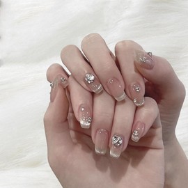 ALLVD Nail Patch 24 Pieces Cat Eye Gradient Nude Color Everyday Saving Fashionable Cute Popular Japanese Style Party Nail Patch Spring Summer Autumn Winter Bride Nail Coming of Age Ceremony Entrance