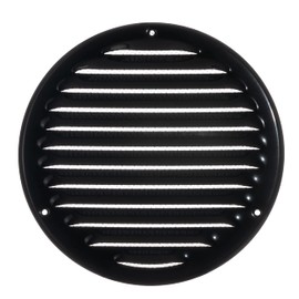 LIRAST 6" Round Vent Cover for Wall and Ceiling - Black Soffit Vents for Outdoor and Indoor - Metal HVAC Return Air Grille with Mesh - External Diameter: 7.83"