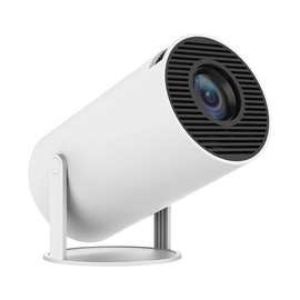 POFET Mini Projector 4K 720P Support, Portable Projector, Smart Projector, Automatic Horizontal Correction, 180° Rotatable Outdoor Film Projector, Compatible with Mobile Phones (White)