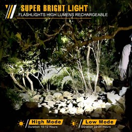 CSNDICE Flashlights High Lumens Rechargeable,Handheld Rechargeable Spotlight,IP65 Rechargeable Flashlights,Spotlight Flashlight with Shoulder Strap and USB Output for Camping,Outages,Hunting(Sliver)