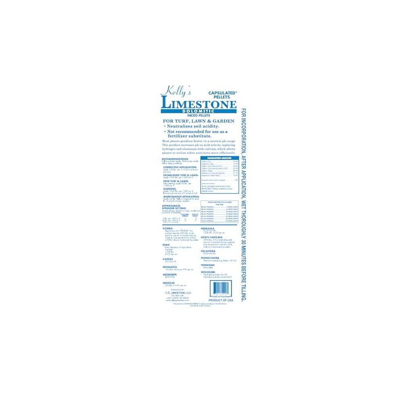 Kelly's Capsulated Limestone Pellets - 50lb Bulk Bags - for