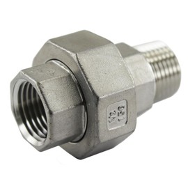 Duda Energy Union 1/2" Male x Female NPT Ports Stainless Steel Pipe Fitting, 2 Pack