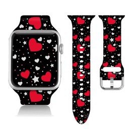 Compatible with Valentines Hearts Watch Bands for Women Men 38/40/41/42/44/45/46/49mm, Silicone Sport Replacement Wristband Strap for IWatch Series 11 10 9 Ultra 8 7 6 5 4 3 2 1 SE.38/40/41/42mm(Series 11 10)